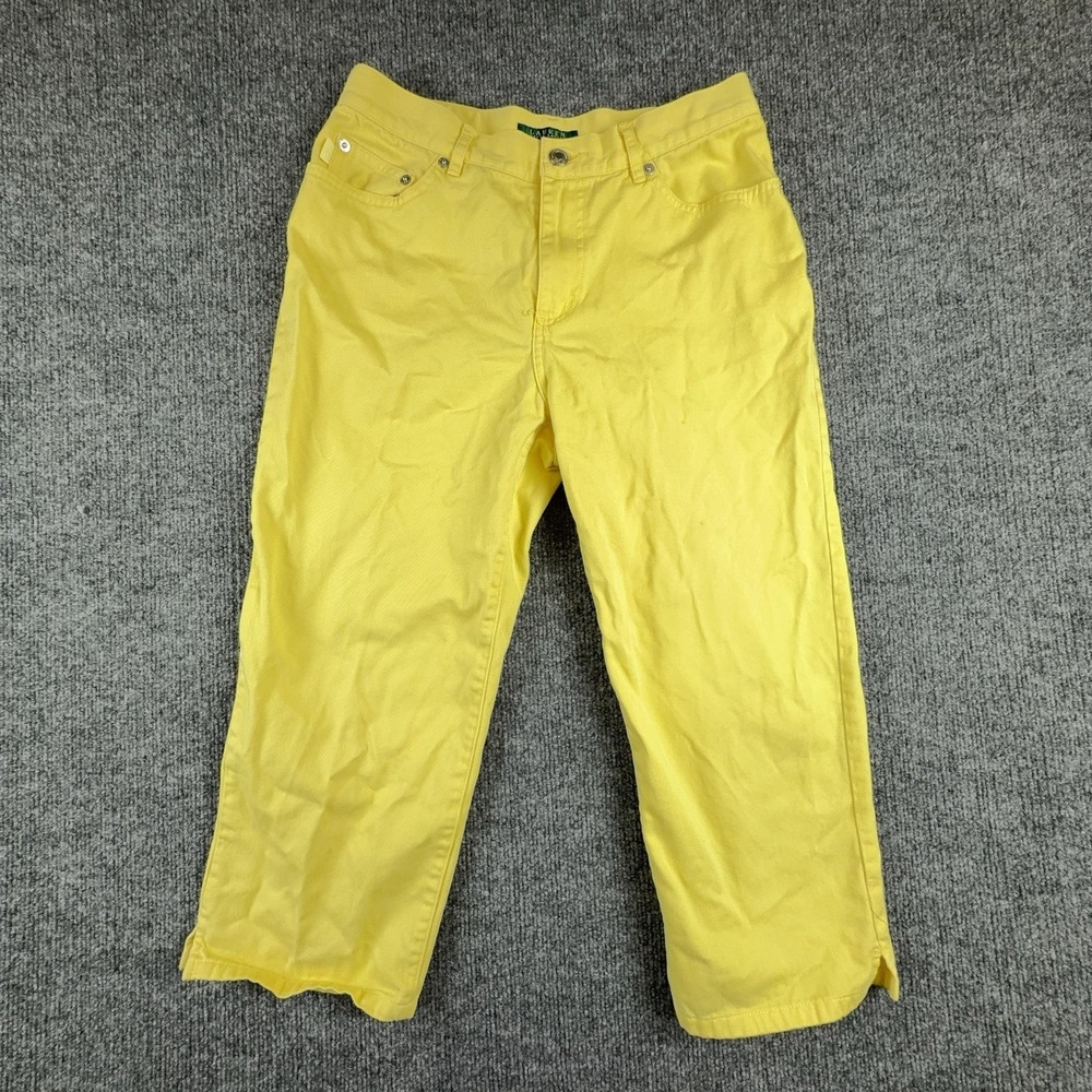 Lauren Ralph Lauren Jeans Womens 4 Yellow Mid Rise Classic Capri Denim Pants